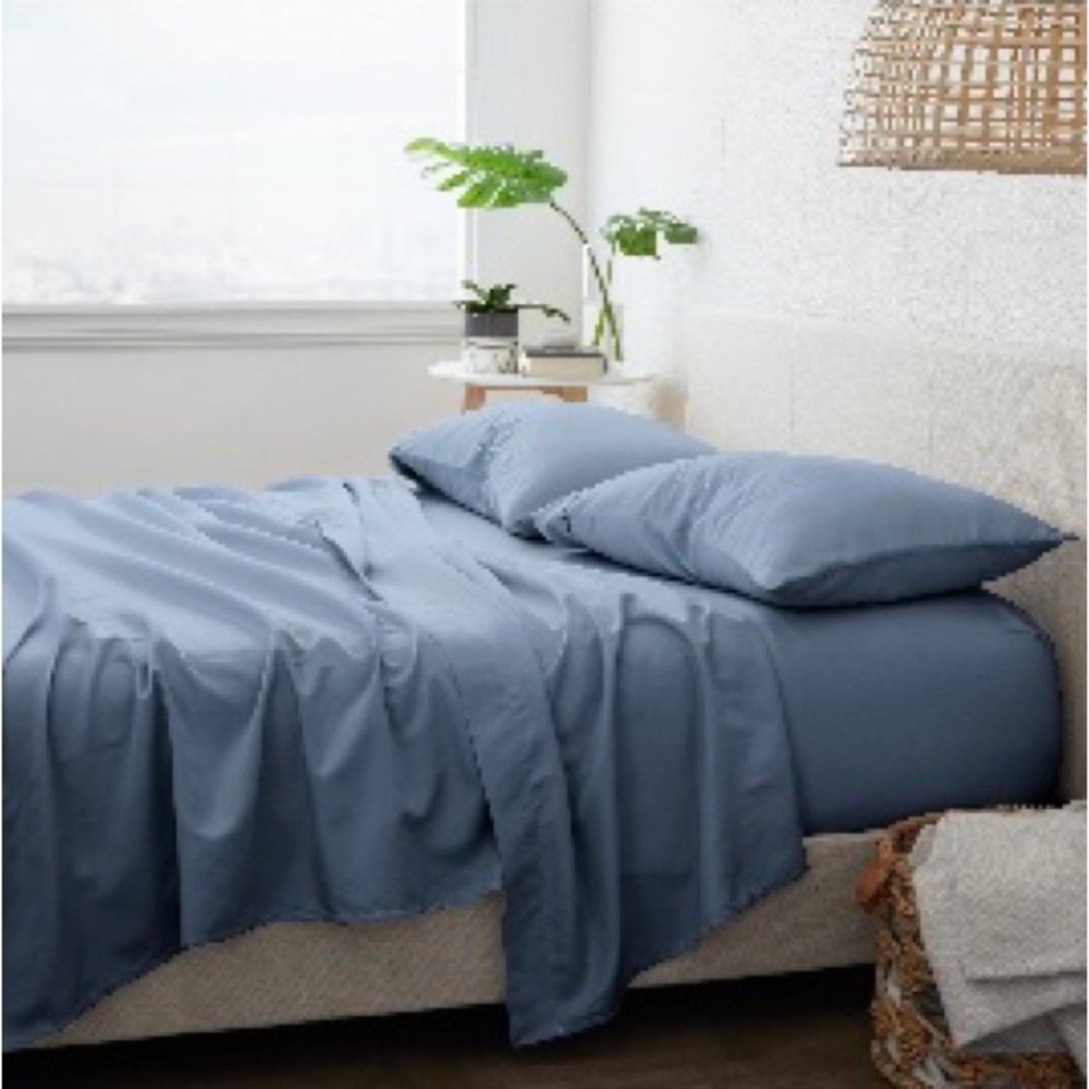 HOMESPUN Solid Sheet 4-Piece Set Size King - Stone Color- New! Reemoly